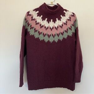 L.L. Bean Fair Isle Fishermen Sweater Medium 100% Cotton Outdoor Cozy